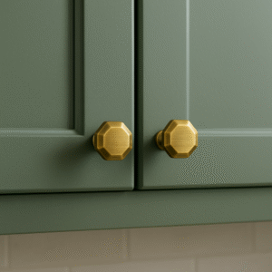 Solid Brass Cabinet Knob | Octagon Drawer Knob | Brushed Brass Furniture Handle for Kitchen, Wardrobe & Cupboards
