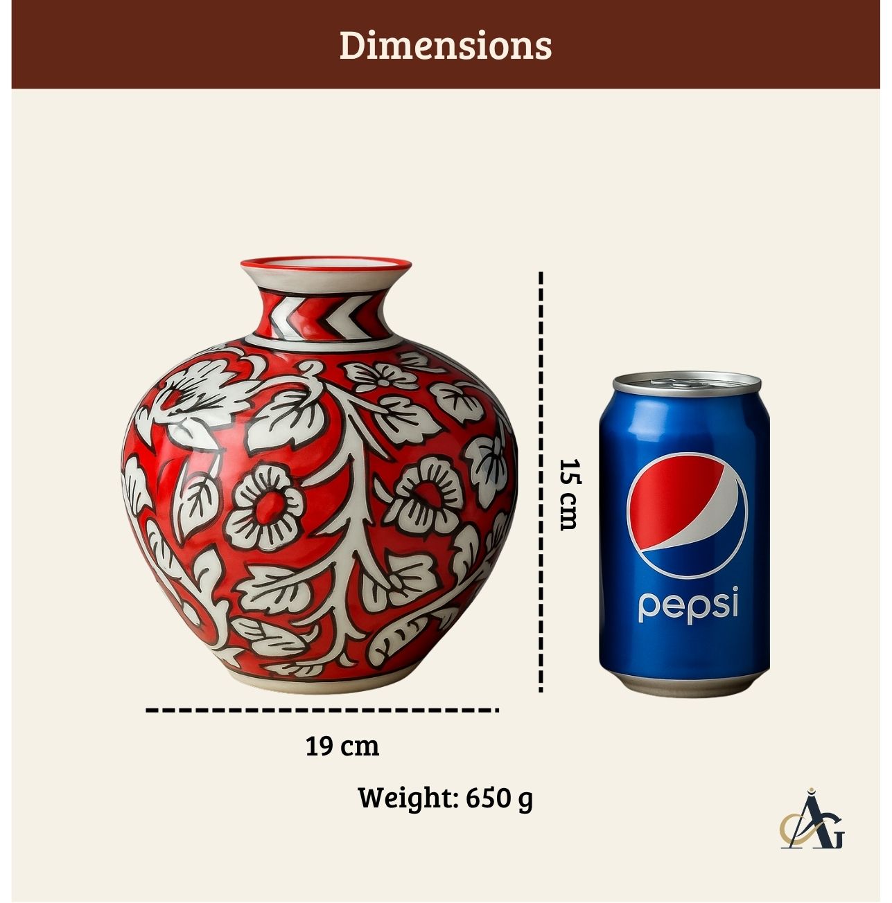 Hand-Painted Ceramic Flower Vase – Made in India Pottery Décor by AG Elements - Image 2