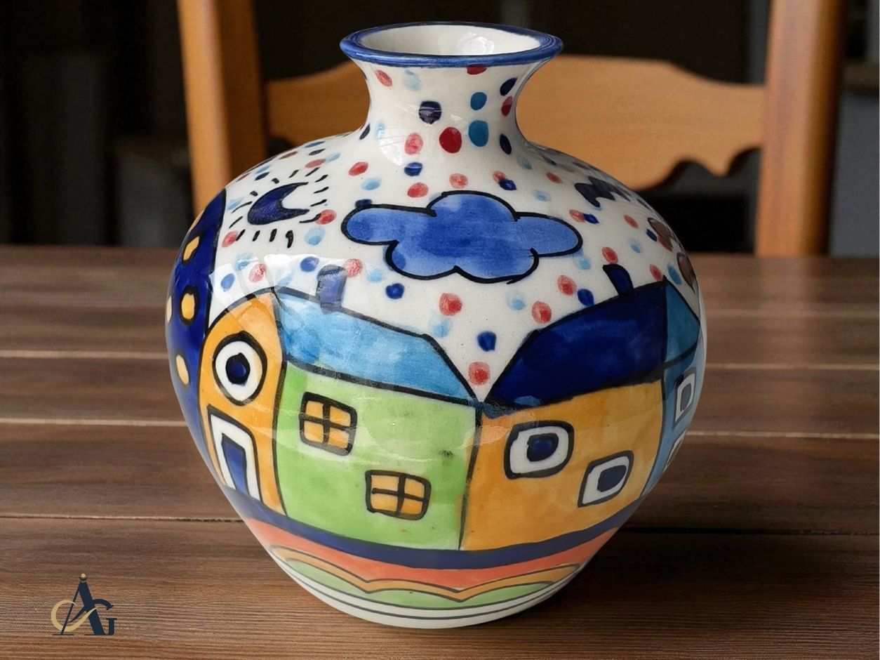 Hand-Painted Ceramic Flower Vase – Made in India Pottery Décor by AG Elements - Image 8