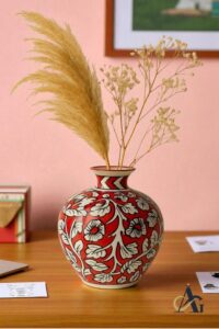 Hand-Painted Ceramic Flower Vase – Made in India Pottery Décor by AG Elements
