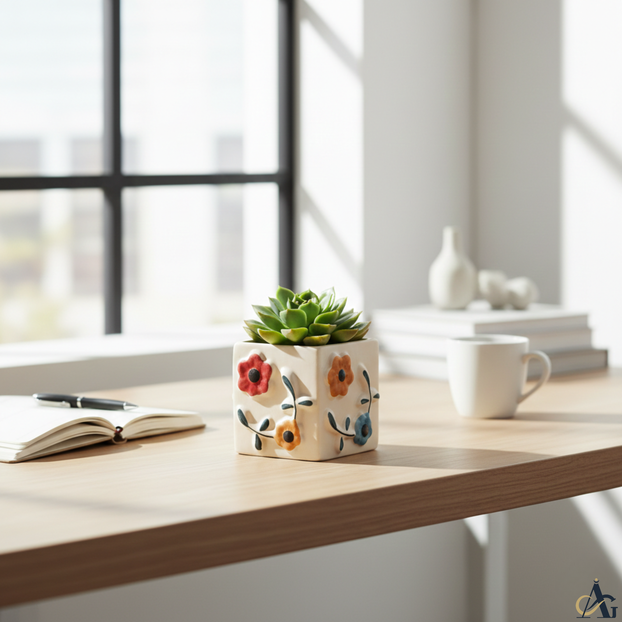 Ceramic Flower Planter – Premium Handcrafted 4.3” Square Pot - Image 10