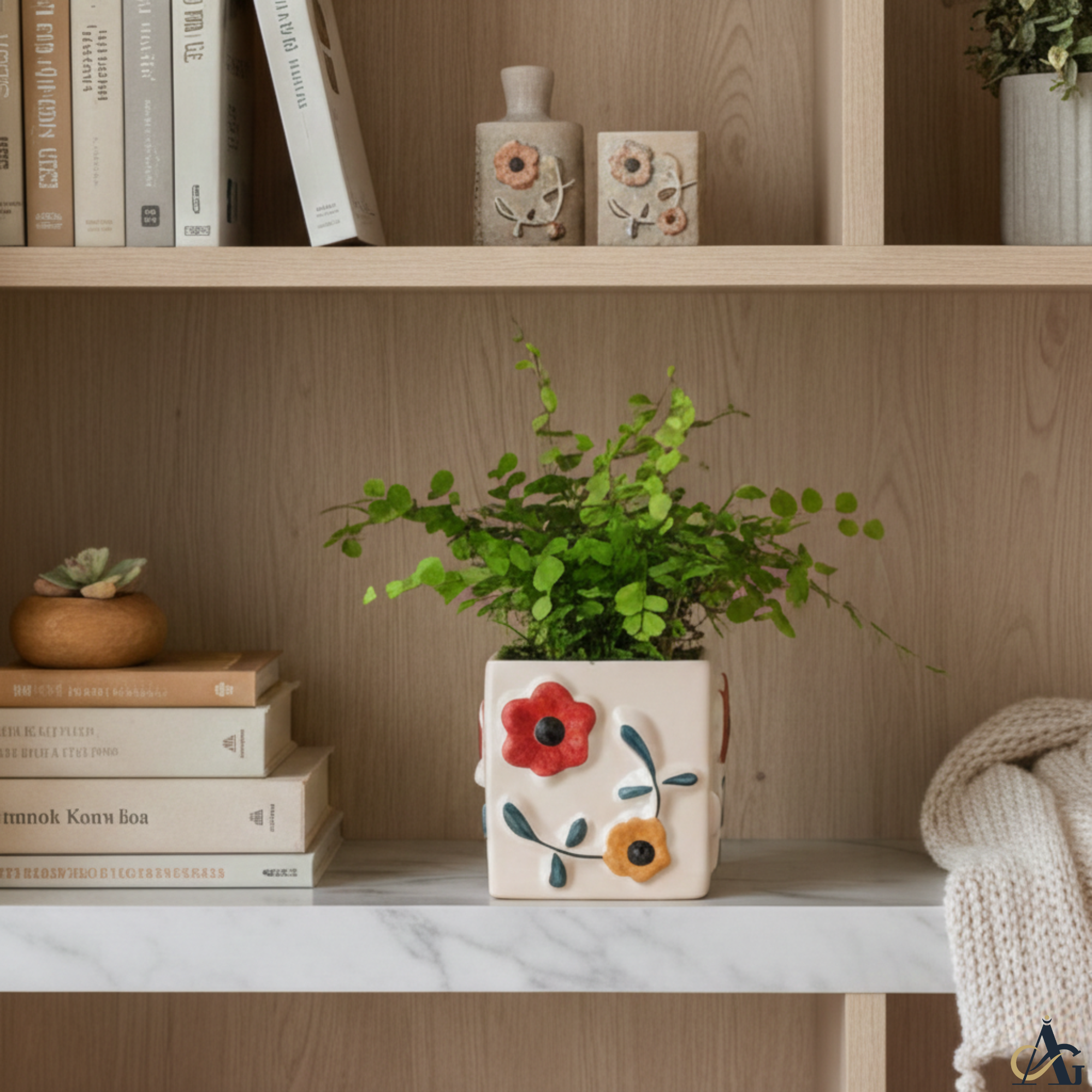 Ceramic Flower Planter – Premium Handcrafted 4.3” Square Pot - Image 7