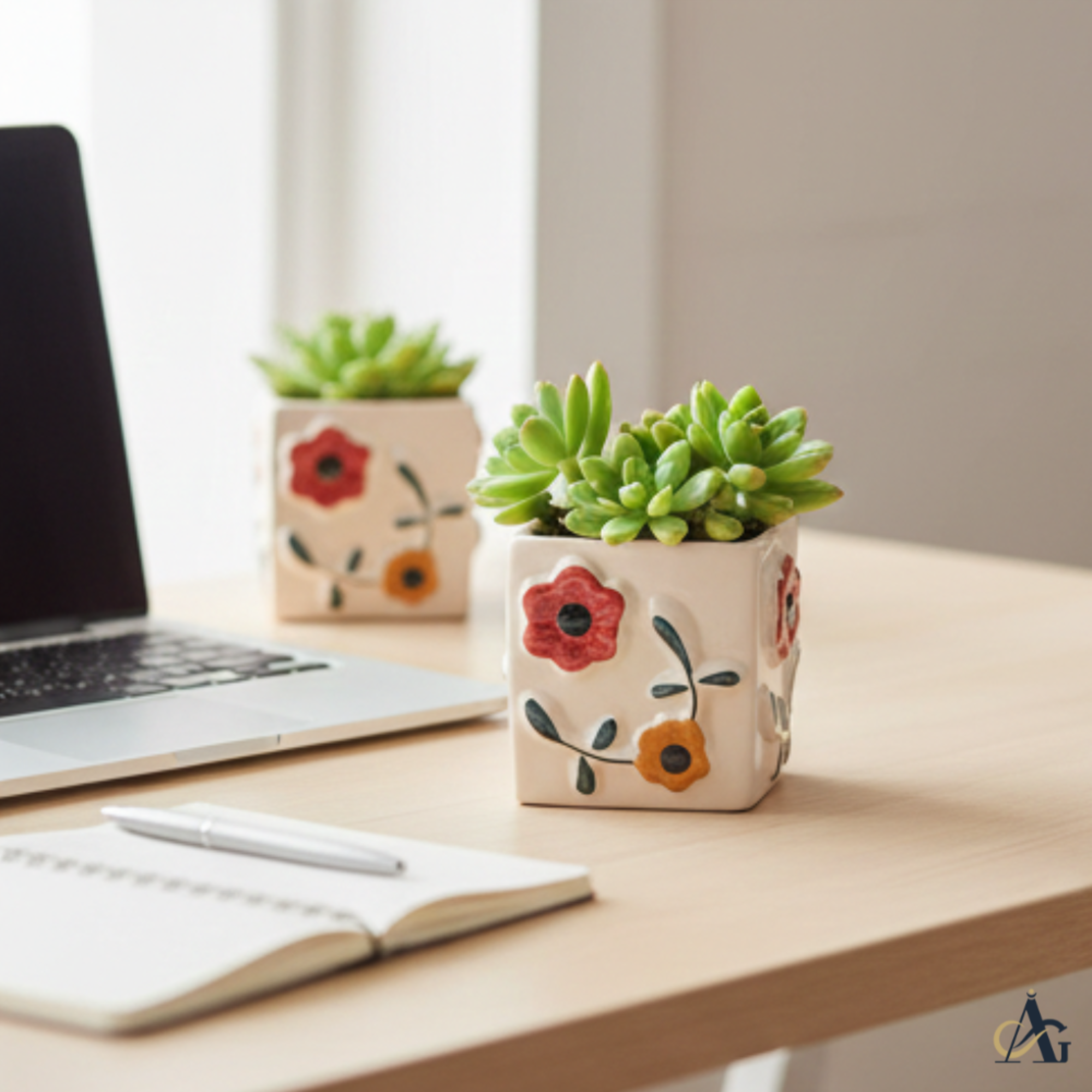 Ceramic Flower Planter – Premium Handcrafted 4.3” Square Pot