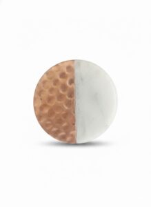 Marble Cabinet Knob with hammered copper accent