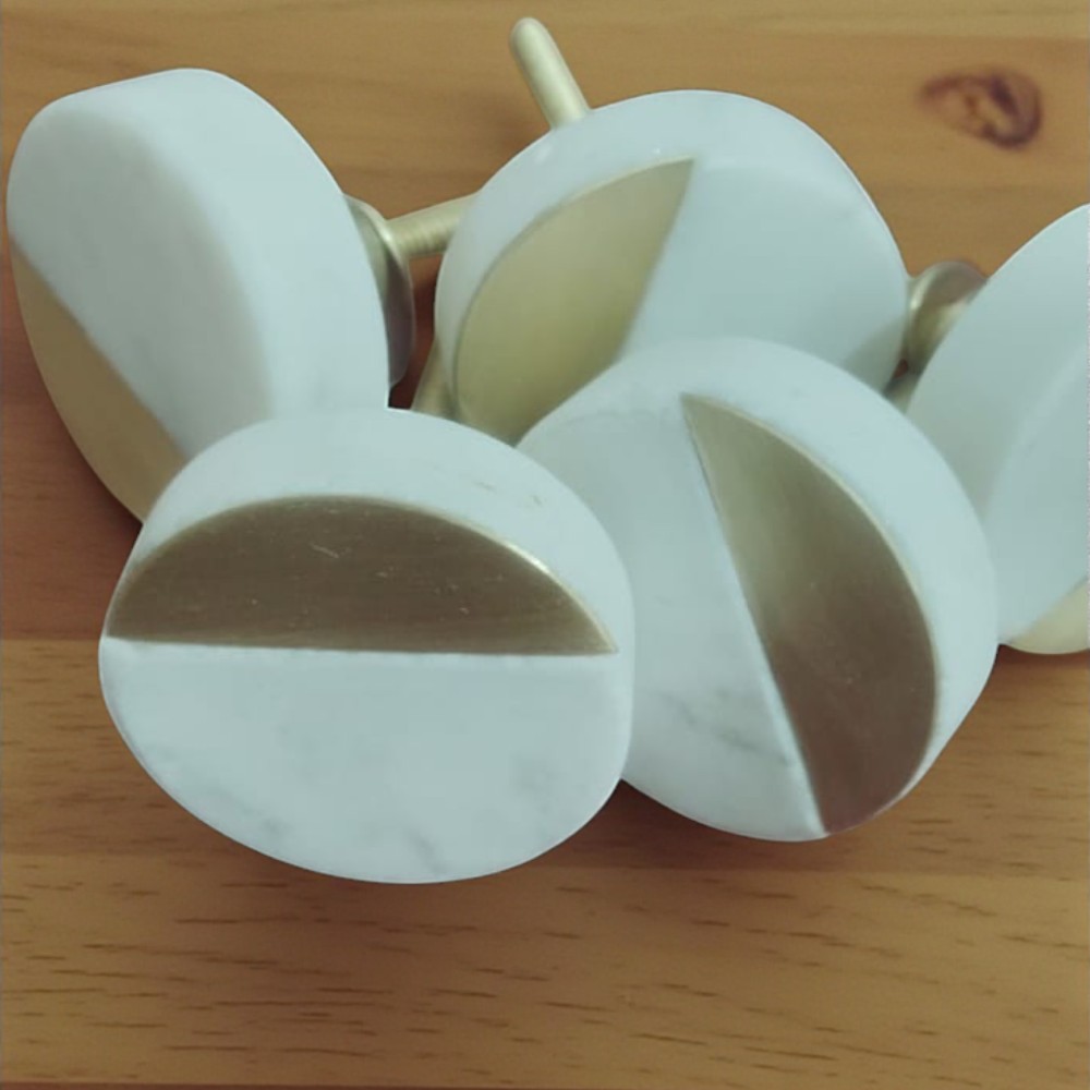 Marble Cabinet Knob – 1.5” Premium Gold Accent | Fusion Series - Image 2